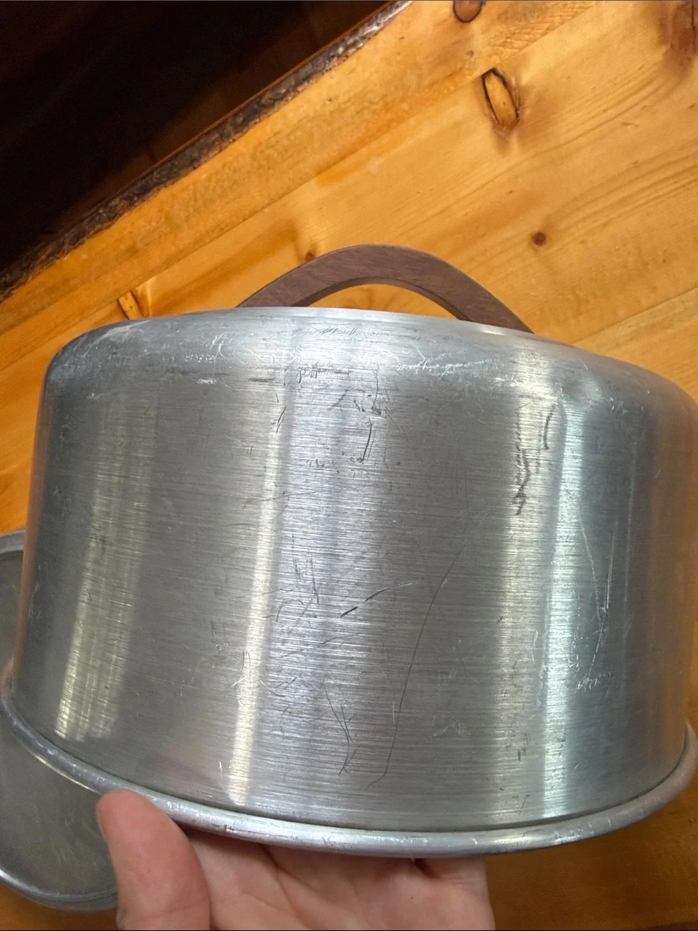 Vintage Mirro Aluminum Cake Carrier Saver Locking Lid Made In USA
